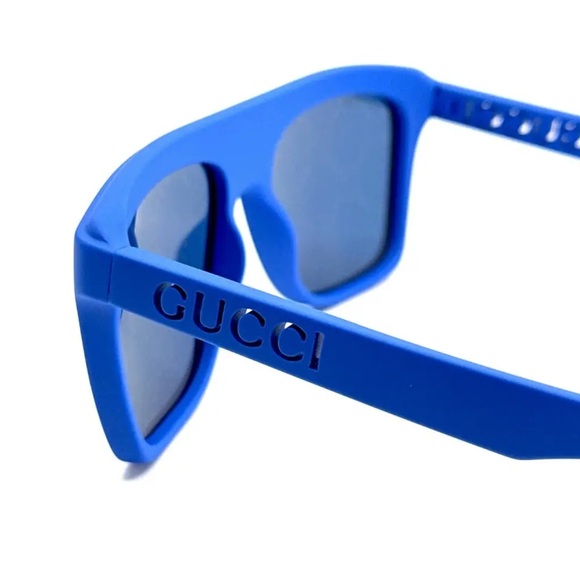 Gucci Bright Blue Matte Logo Mirror Sunglasses — Authentic, NWT - Picture 4 of 6